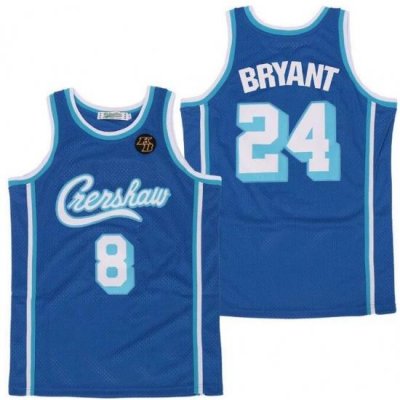 Men Lakers Front 8 Back 24 Kobe Bryant Blue Crenshaw Editon Jersey