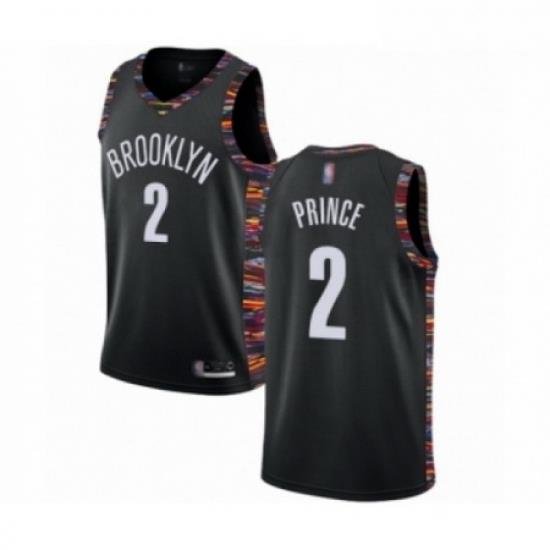 Mens Brooklyn Nets 2 Taurean Prince Authentic Black Basketball Jersey 2018 19 City Edition