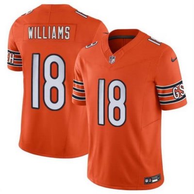 Men Chicago Bears 18 Caleb Williams Orange 2024 Draft F U S E  Vapor Stitched Football Jersey