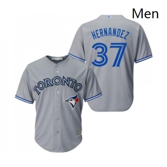 Mens Toronto Blue Jays 37 Teoscar Hernandez Replica Grey Road Baseball Jersey