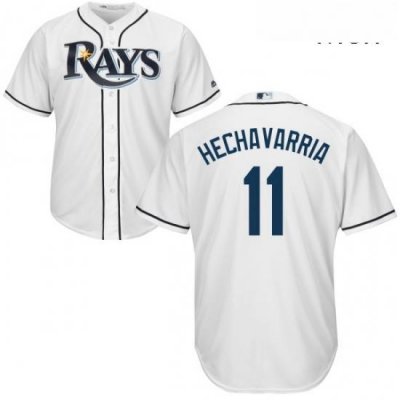 Mens Majestic Tampa Bay Rays 11 Adeiny Hechavarria Replica White Home Cool Base MLB Jersey