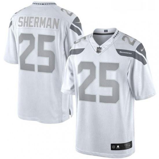 Mens Nike Seattle Seahawks 25 Richard Sherman Limited White Platinum NFL Jersey