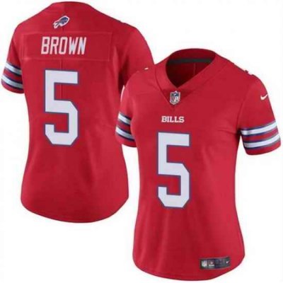 Women Buffalo Bills 5 Anthony Brown Red Vapor Stitched Football Jersey