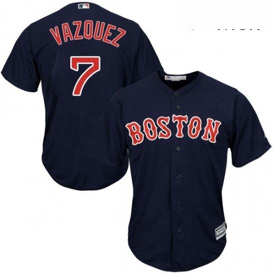 Mens Majestic Boston Red Sox 7 Christian Vazquez Replica Navy Blue Alternate Road Cool Base MLB Jersey