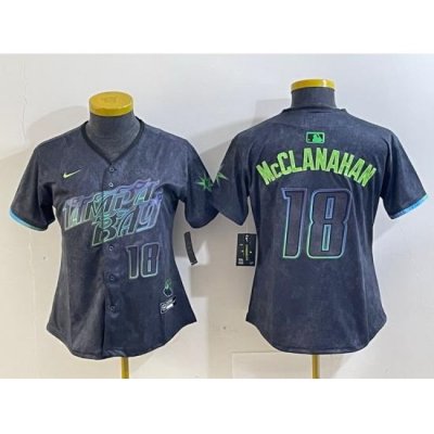 Women Tampa Bay Rays 18 Shane McClanahan Charcoal 2024 City Connect Limited jerseys 4