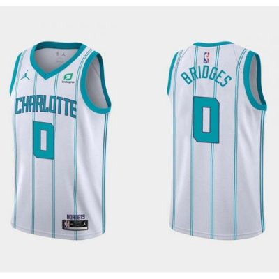 Men Charlotte Hornets 0 Miles Bridges White Stitched Basketball Jersey