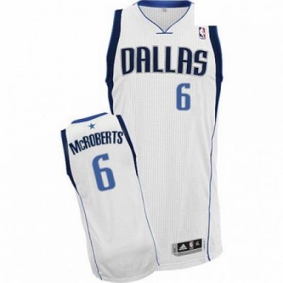 Mens Adidas Dallas Mavericks 6 Josh McRoberts Authentic White Home NBA Jersey