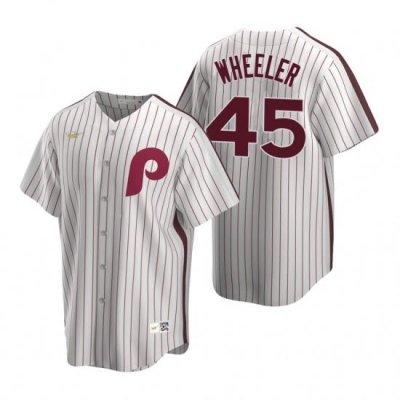 Mens Nike Philadelphia Phillies 45 Zack Wheeler White CooperstoWn Collection Home Stitched Baseball Jersey