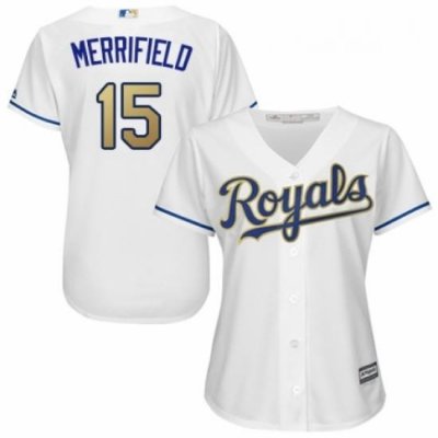 Womens Majestic Kansas City Royals 15 Whit Merrifield Authentic White Home Cool Base MLB Jersey