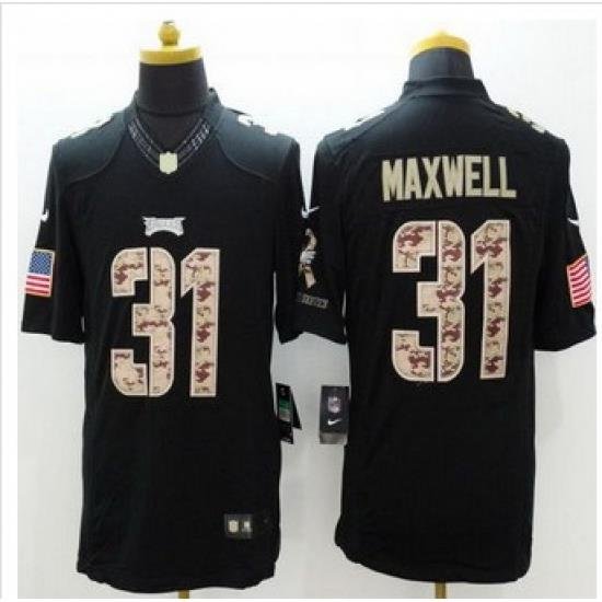 New Philadelphia Eagles #31 Byron Maxwell Black Men Stitched NFL Limited Salute to Service Jersey