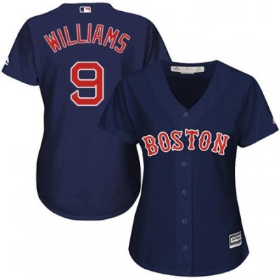 Womens Majestic Boston Red Sox 9 Ted Williams Replica Navy Blue Alternate Road MLB Jersey