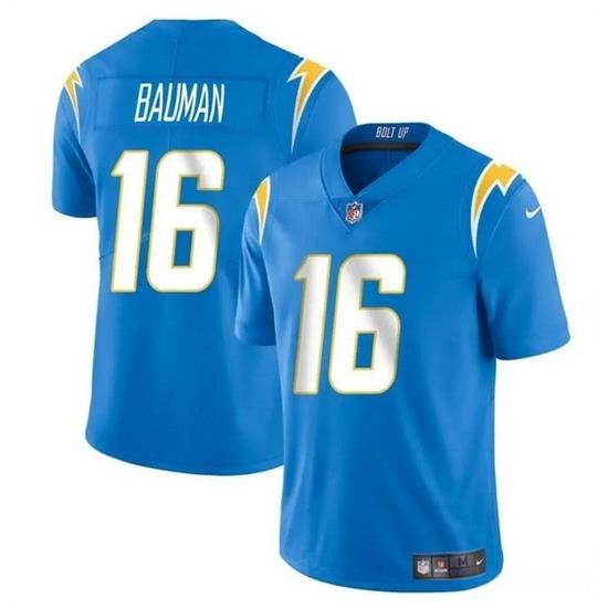 Men Los Angeles Chargers 16 Casey Bauman Blue 2024 Vapor Limited Stitched Football Jersey