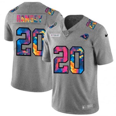 Los Angeles Rams 20 Jalen Los Angeles Ramsey Men Nike Multi Color 2020 NFL Crucial Catch NFL Jersey Greyheather