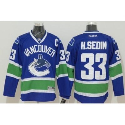 Vancouver Canucks #33 Henrik Sedin Blue Stitched NHL Jersey