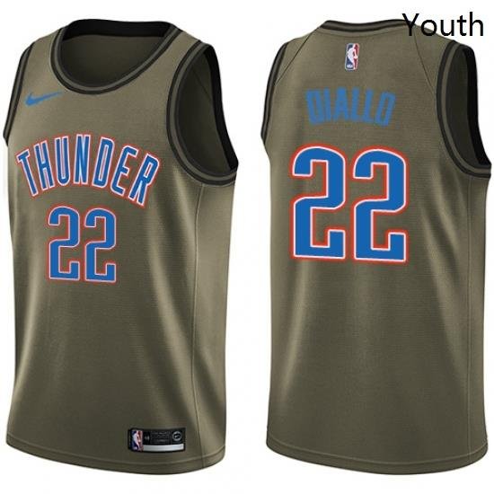 Youth Nike Oklahoma City Thunder 22 Hamidou Diallo Swingman Green Salute to Service NBA Jersey