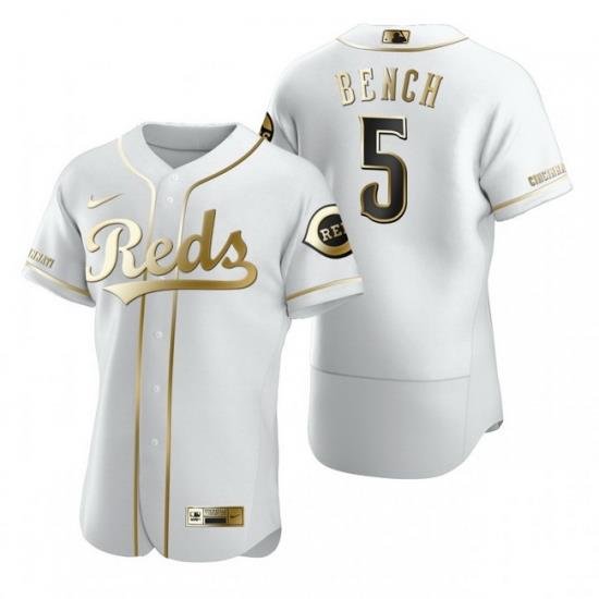 Cincinnati Reds 5 Johnny Bench White Nike Mens Authentic Golden Edition MLB Jersey