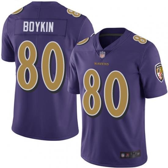 Ravens 80 Miles Boykin Purple Men Stitched Football Limited Rush Jersey