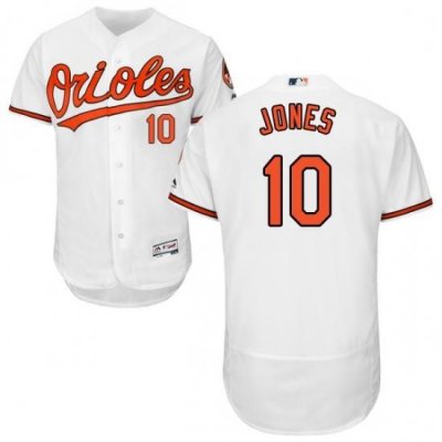 Mens Majestic Baltimore Orioles 10 Adam Jones White Home Flex Base Authentic Collection MLB Jersey