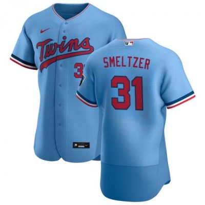 Men Minnesota TWins 31 Devin Smeltzer Men Nike Light Blue Alternate 2020 Flex Base Team MLB Jersey