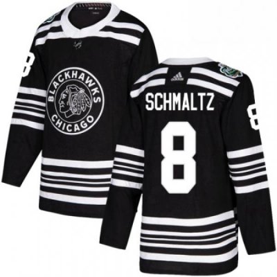 Mens Adidas Chicago Blackhawks 8 Nick Schmaltz Authentic Black 2019 Winter Classic NHL Jersey