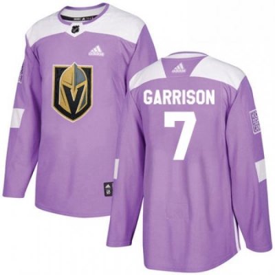 Youth Adidas Vegas Golden Knights 7 Jason Garrison Authentic Purple Fights Cancer Practice NHL Jersey