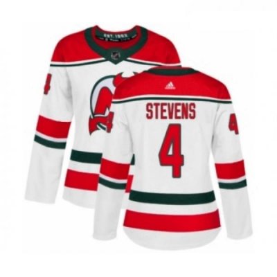 Womens Adidas New Jersey Devils 4 Scott Stevens Authentic White Alternate NHL Jersey