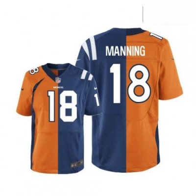 Men Nike Denver Broncos 18 Peyton Manning Limited Navy BlueWhite Split Fashion NFL Jersey