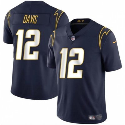 Men Los Angeles Chargers 12 Derius Davis Navy 2024 Vapor Limited Stitched Football Jersey