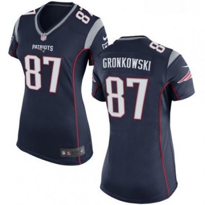 Womens Nike New England Patriots 87 Rob Gronkowski Game Navy Blue Team Color NFL Jersey