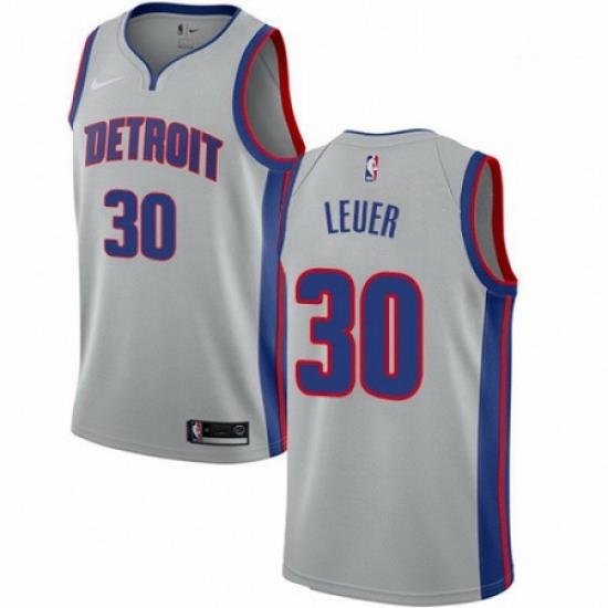 Mens Nike Detroit Pistons 30 Jon Leuer Authentic Silver NBA Jersey Statement Edition