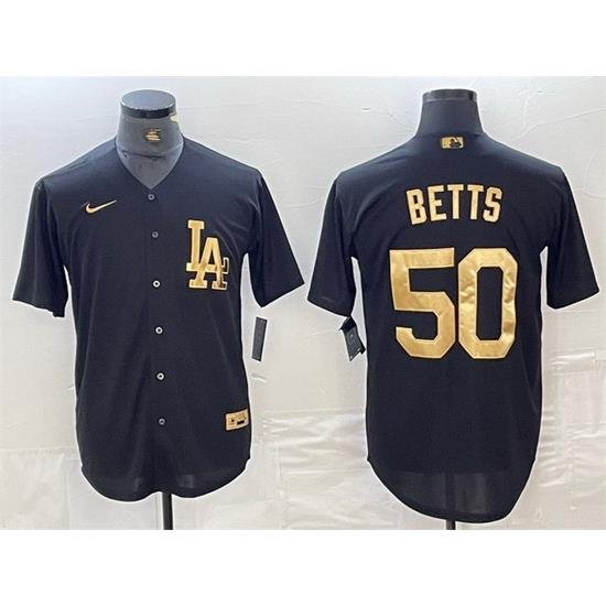 Men Los Angeles Dodgers 50 Mookie Betts Black Cool Base Stitched Baseball Jersey