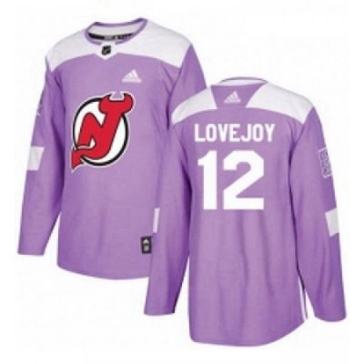 Youth Adidas New Jersey Devils 12 Ben Lovejoy Authentic Purple Fights Cancer Practice NHL Jersey