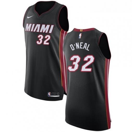 Youth Nike Miami Heat 32 Shaquille ONeal Authentic Black Road NBA Jersey Icon Edition