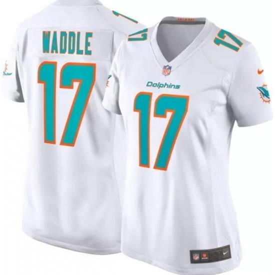 Women's Miami Dolphins #17 Jaylen Waddle White Vapor Untouchable Stitched Jersey