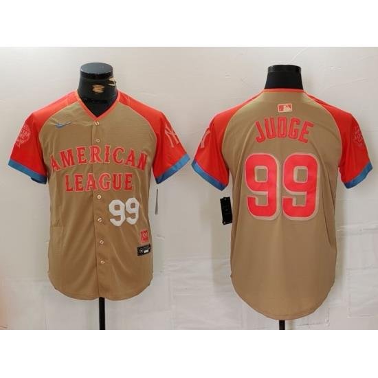 Men American League 99 Aaron Judge Cream 2024 All Star Elite Stitched Baseball Jersey 1