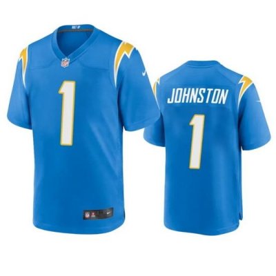 Men Los Angeles Chargers 1 Quentin Johnston Blue Stitched Game Jersey