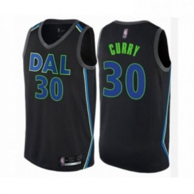 Mens Dallas Mavericks 30 Seth Curry Authentic Black Basketball Jersey City Edition