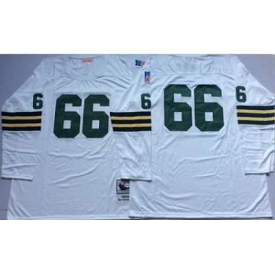 Mitchell&Ness 1969 Packers 66 Ray Nitschke White Throwback Stitched NFL Jersey