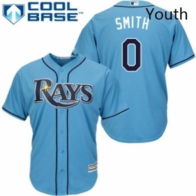 Youth Majestic Tampa Bay Rays 0 Mallex Smith Replica Light Blue Alternate 2 Cool Base MLB Jersey