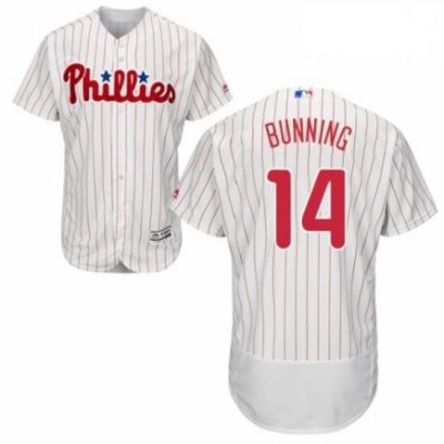 Mens Majestic Philadelphia Phillies 14 Jim Bunning White Home Flex Base Authentic Collection MLB Jersey