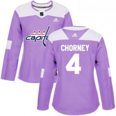 Womens Adidas Washington Capitals 4 Taylor Chorney Authentic Purple Fights Cancer Practice NHL Jersey