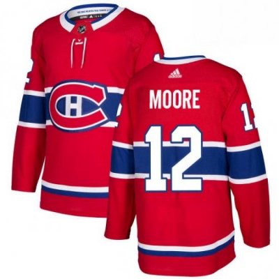 Mens Adidas Montreal Canadiens 12 Dickie Moore Premier Red Home NHL Jersey