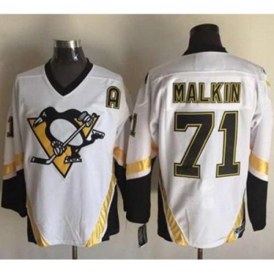 Penguins  #71 Evgeni Malkin White CCM Throwback Stitched NHL Jersey