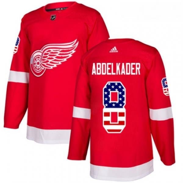 Youth Adidas Detroit Red Wings 8 Justin Abdelkader Authentic Red USA Flag Fashion NHL Jersey