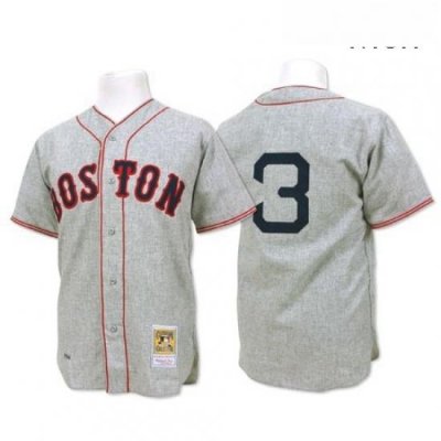 Mens Mitchell and Ness 1936 Boston Red Sox 3 Jimmie Foxx Authentic Grey Throwback MLB Jersey