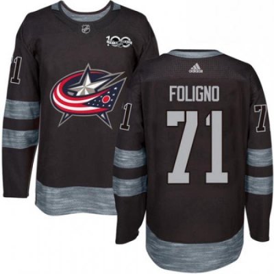 Mens Adidas Columbus Blue Jackets 71 Nick Foligno Authentic Black 1917 2017 100th Anniversary NHL Jersey