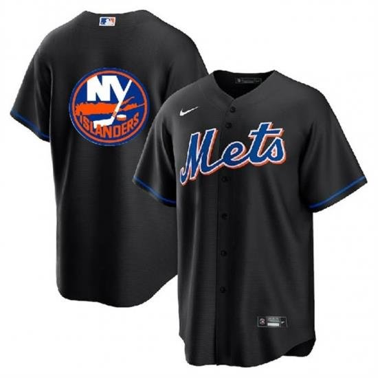 Men NeW York Mets  26 Islanders Black Cool Base Stitched Baseball Jersey