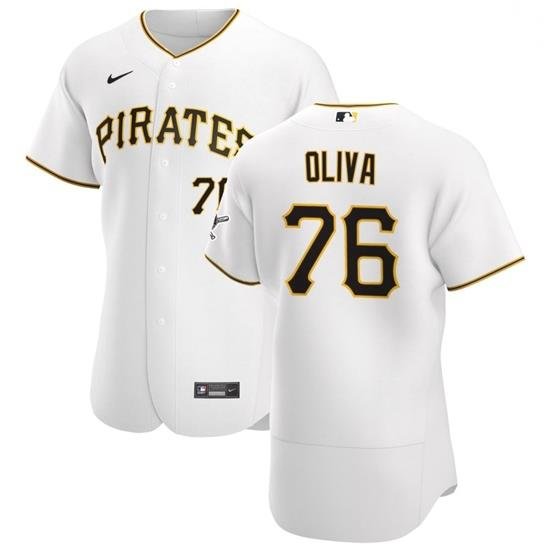 Pittsburgh Pirates 76 Jared Oliva Men Nike White Home 2020 Authentic Player MLB Jersey