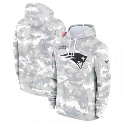 Youth New England Patriots 2024 White Gray Salute To Service Pullover Hoodie