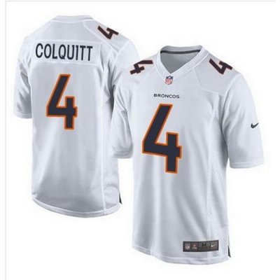 Nike Broncos #4 Britton Colquitt White Mens Stitched NFL Game Event Jersey